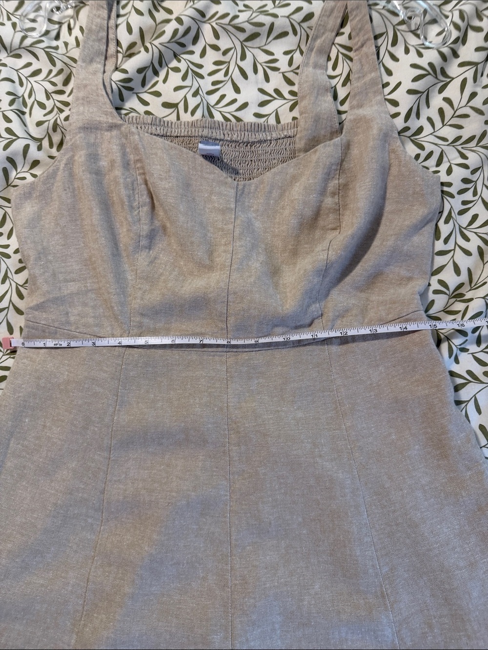 Beige Linen-Blend Sleeveless Midi Dress - Picture 5 of 8